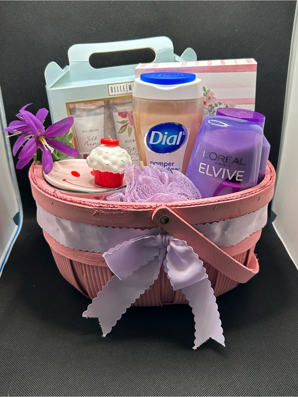 Pink Basket w/Purple Bow #2 “Boo” Basket